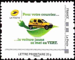 Stamp, For your mail, the yellow van is now green, Personalized and Private Mail Stamps,  , Energy Conservation, Postal Services, Postal Traffic, Vehicles