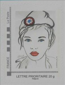 Stamp, Young Marianne 1, Personalized and Private Mail Stamps,  , Art, Women
