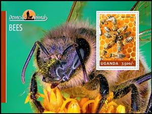 Souvenir Sheet, Apis mellifera, Uganda,  , Bees, Insects