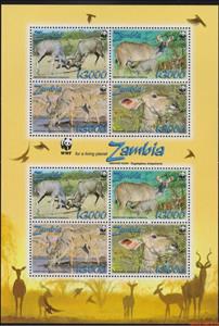 Mini Sheet, Greater Kudu (Tragelaphus strepsiceros), Zambia,  , Animals (Fauna), Antelopes, Mammals, Seals (Emblems), WWF