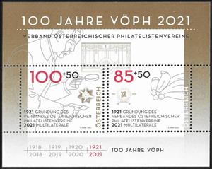 Souvenir Sheet, Centenary of VOePH, Austria,  , Anniversaries and Jubilees, Philatelic Exhibitions