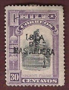 Stamp, O´Higgins Monument overprinted, Chile,  , Islands, Monuments, Prisons