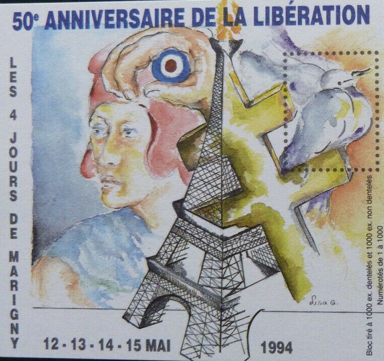 4 Days Marigny. N° 6. 50th Anniv Liberation. Eiffel Tower