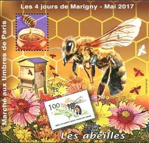 Souvenir Sheet, 4 days of Marigny. n°29 2017. Bees, Cinderellas,  , Animals (Fauna), Bees, Insects, Stamps