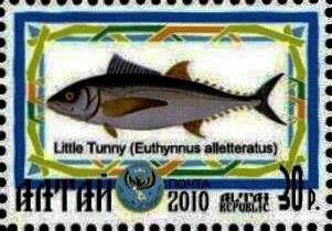 Stamp, Little Tunny, Cinderellas,  , Animals (Fauna), Fishes