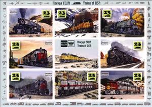 Mini Sheet, Locomotives, Cinderellas,  , Locomotives, Railways