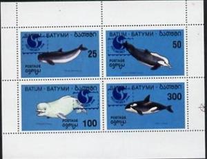 Mini Sheet, Marine mammal - PHILKOREA 94 overprint, Cinderellas,  , Animals (Fauna), Dolphins, Sea (Marine) Mammals, Whales