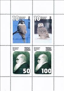 Mini Sheet, Owls, Cinderellas,  , Animals (Fauna), Birds, Birds of Prey, Famous People, Owls