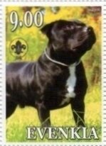 Stamp, Staffordshire Bull Terrier, Cinderellas,  , Animals (Fauna), Dogs