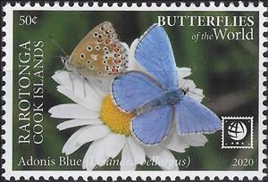 Stamp, Lysandra bellargus, Cook Islands, Rarotonga,  , Butterflies