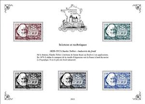 Souvenir Sheet, Design of Charles Tellier Stamp of 1956, France,  , Businessman, Изобретатели, Sailing Ships