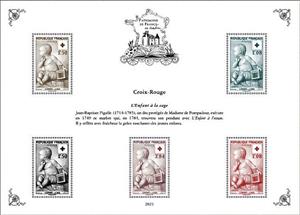 Souvenir Sheet, Design of Red Cross Stamp of 1955, France,  , Children, Children's Play, Red Cross and Red Crescent