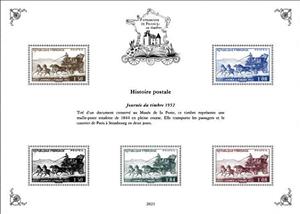 Souvenir Sheet, Design of Stamp Day Stamp of 1952, France,  , Mailcoaches, Stamp Day