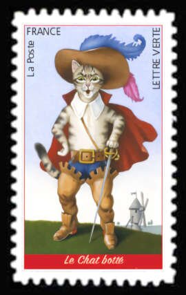 Stamp, Puss In Boots, France,  , Cats, Fairy Tales, Literature