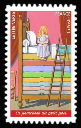 Stamp, The Princess and The Pea, France,  , Fairy Tales, Literature