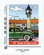Stamp, 69 Tassin-la-Demi-Lune, France- Personalized stamps,  , Cars, Clocks, Roads, Tourism, Towers, Townscapes / City Views, Vehicles
