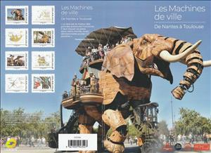 Booklet, Machines of the Towns Nantes and Toulouse, France- Personalized stamps,  , Amusement Parks, Elephants, Hummingbirds, Stylized Animals