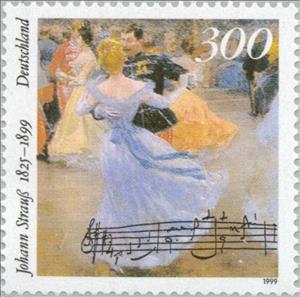 Stamp, Strauss, Johann, Germany, Federal Republic,  , Commemoration, Music, Drawings, Composers, Dance