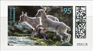 Stamp, Alpine Ibex (Capra ibex), Germany, Federal Republic,  , Animals (Fauna), Goats, Mammals