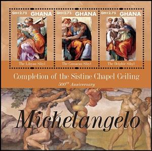 Mini Sheet, 500th Anniversary of the Sistine Chapel, Ghana,  , Anniversaries and Jubilees, Paintings