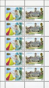 Booklet Pane, Guernsey Post Office Booklet Pane of £ 1.30, Guernsey,  , Animals (Fauna), Churches - Cathedrals - Basilicas - Chapels, Houses, Lighthouses, Sailing, Sailing Ships, Ships