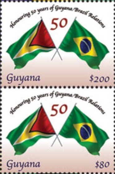 Flags of Guyana and Brazil