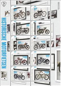 Souvenir Sheet, Historic Motorcycles, Netherlands- Personalized stamps,  , Motorcycles