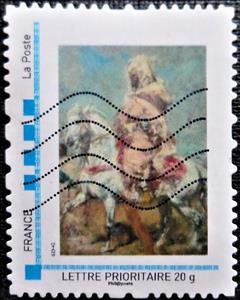 Stamp, Painting of Horseman on a white horse, Personalized and Private Mail Stamps,  , Equestrianism and horse riding, Horses, Paintings