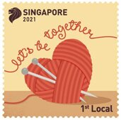 Stamp, Let's Get Together and Ball of Yarn, Singapore,  , Greetings, Textile