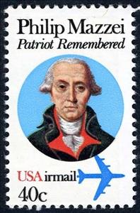 Stamp, Philip Mazzei (1730-1816), Italian-born Political Writer, United States of America,  , Aircraft, Authors, Aviation, Famous People, Joint Issues, Literary People (Poets and Writers), Literature, Philosophers