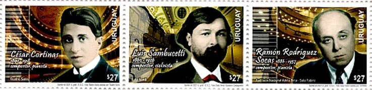 Se-tenant, Composers of Uruguay, Uruguay,  , Composers, Famous People