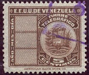 Stamp, Coat of Arms, Venezuela,  , Coats of Arms, Telegraphy