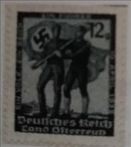 Stamp, Anschluss by German Realm, Austria,  , Coats of Arms, Flags, Symbols
