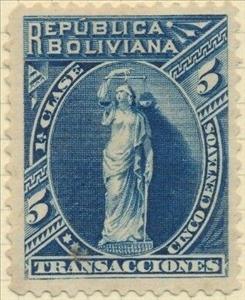 Stamp, Allegory of Justice, Bolivia,  , Scales (balance), Statues, Symbols