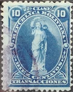 Stamp, Allegory of Justice, Bolivia,  , Scales (balance), Statues, Symbols