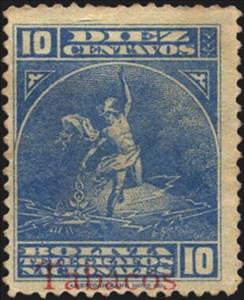 Stamp, Allegory of telegraphy, Bolivia,  , Telegraphy, Tobacco