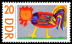 Stamp, Cock, Germany, Democratic Republic,  
