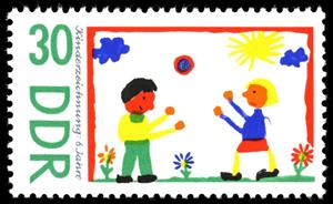 Stamp, Children playing, Germany, Democratic Republic,  