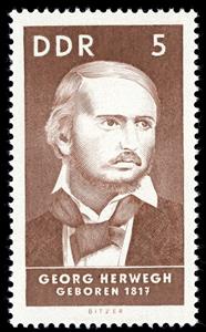 Stamp, Herwegh, Georg, Germany, Democratic Republic,  , Famous People