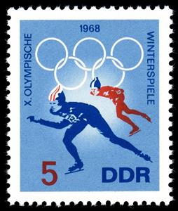 Stamp, High Speed Ice, Germany, Democratic Republic,  , Sport, Olympic Games, Speed Skating