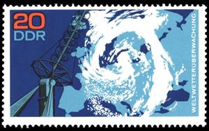 Stamp, Weather Satellite, Germany, Democratic Republic,  , Observatories