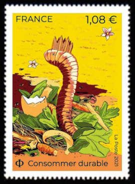 Stamp, Durable Consumption, France,  , Agriculture, Environment Protection, Fruits, Vegetables