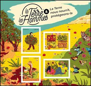 Mini Sheet, The Earth And Humanity, France,  , Agriculture, Butterflies, Environment Protection, Flowers, Fruits, Vegetables