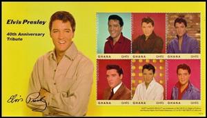 Mini Sheet, 40th Anniversary of the Death of Elvis Presley, Ghana,  , Actors, Entertainers, Famous People, Music, Musicians, Singers