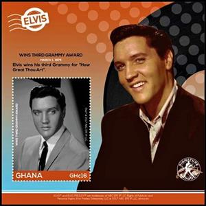 Souvenir Sheet, Events in the Life of Elvis Presley, Ghana,  , Actors, Entertainers, Famous People, Music, Musicians, Singers