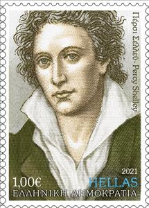 Stamp, Percy Shelley, Poet, Greece,  , Authors, Famous People, Literary People (Poets and Writers), Literature