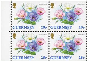 Booklet Pane, Guernsey Lisianthus (booklet pane), Guernsey,  , Flowers, Plants (Flora)