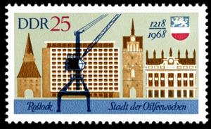 Stamp, Modern constructions of Rostock, Germany, Democratic Republic,  