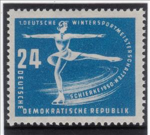 Stamp, Figure skiers, Germany, Democratic Republic,  , Sport, Winter Sports