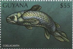 Stamp, Coelacanth, Guyana,  , Dinosaurs